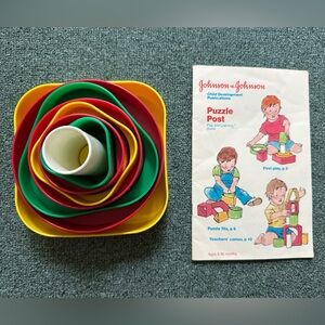 VTG Johnson & Johnson Puzzle Post Developmental Toy With Learning Booklet